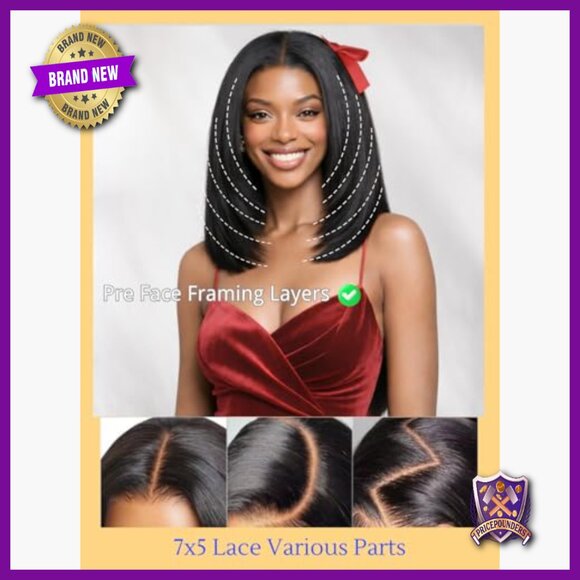 Human Hair Yaki Bob Wig 14in Glueless 180% Density Pre Cut Layers main image 6